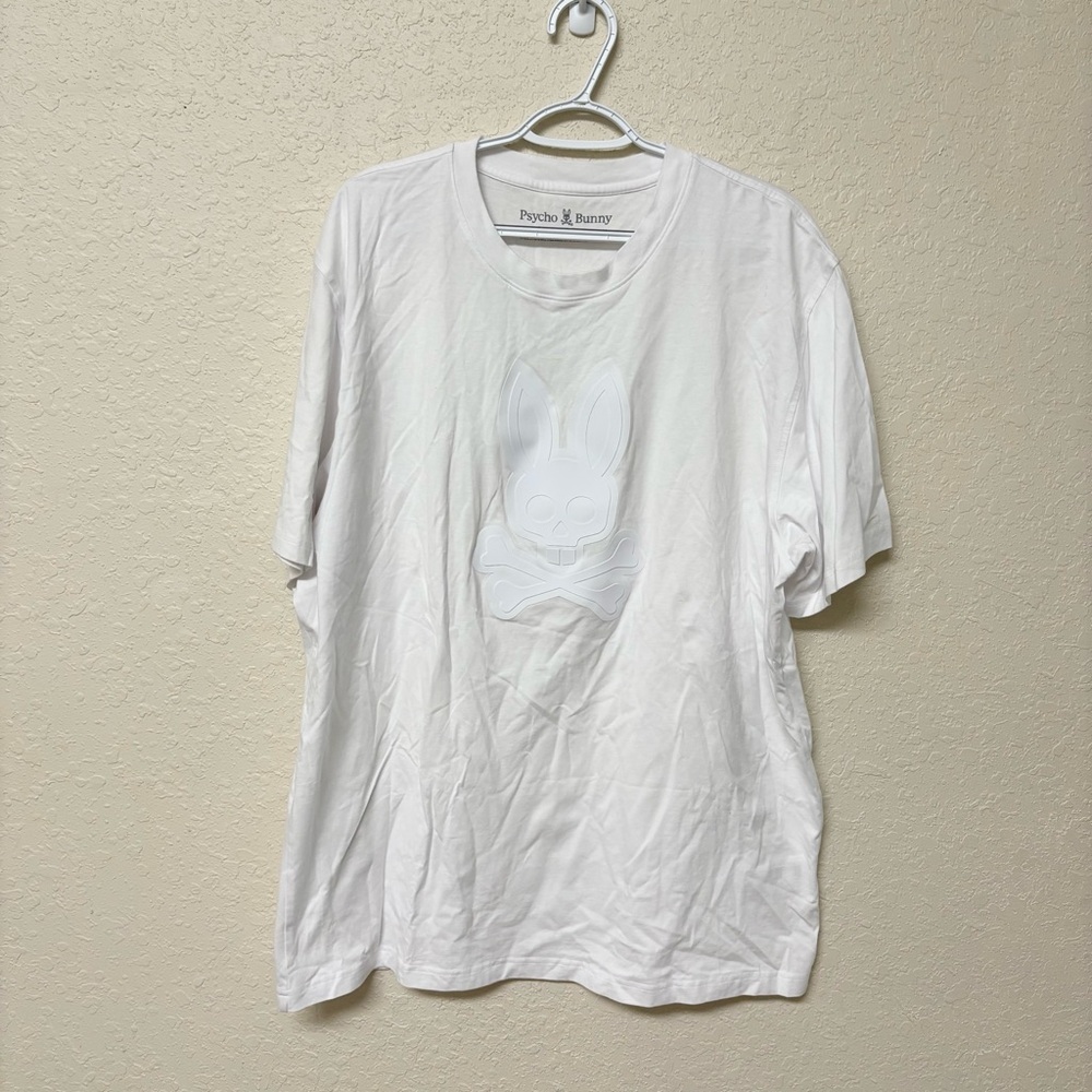 Psycho Bunny Size 3XL White Short Sleeve Printed Preppy Casual Shirt Mens